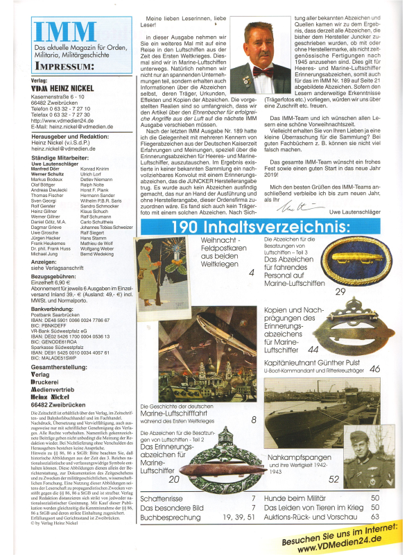 Internationales Militaria-Magazin (IMM) Nr 190