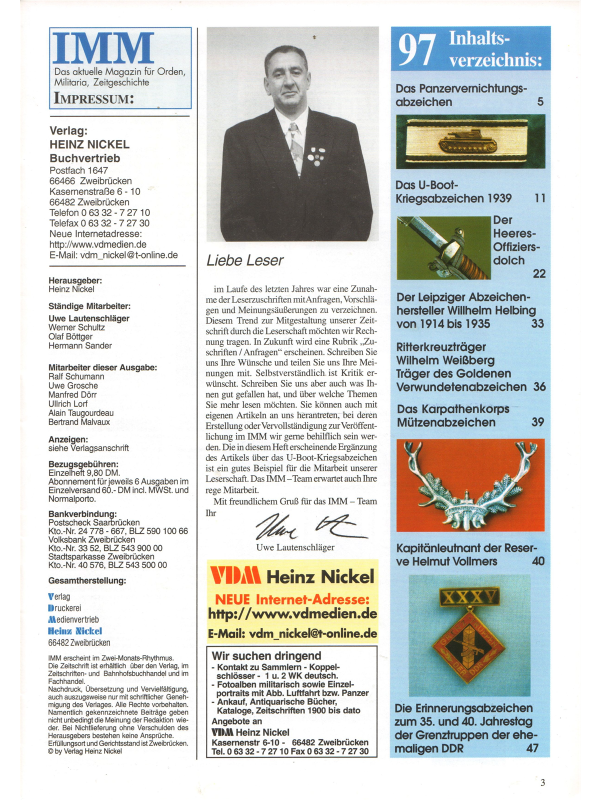 Internationales Militaria-Magazin (IMM) Nr 97