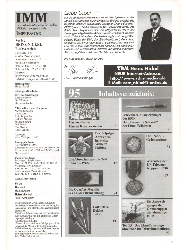 Internationales Militaria-Magazin (IMM) Nr 95