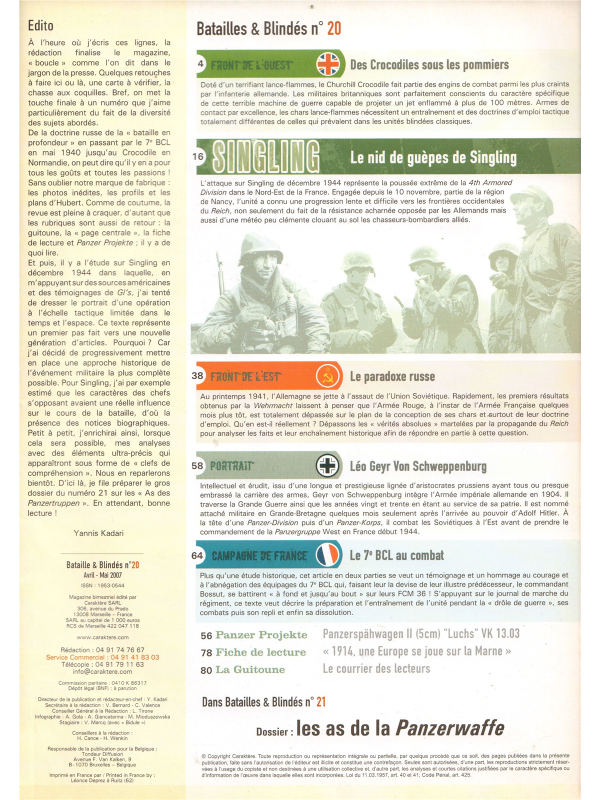 Batailles & blindes No 20-1