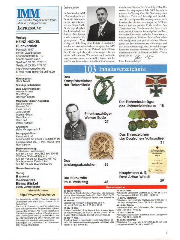 Internationales Militaria-Magazin (IMM) Nr 103-1