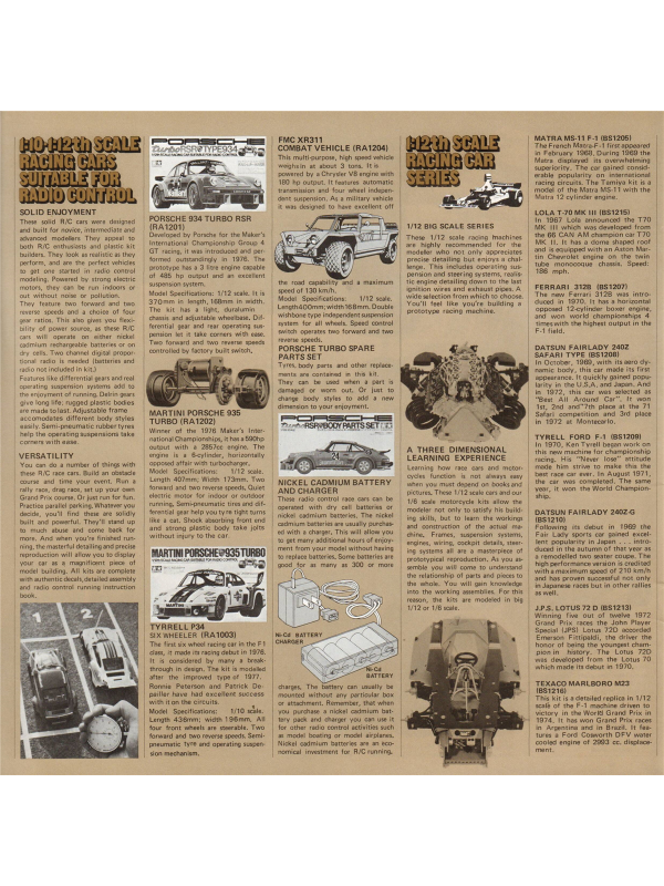 Tamiya catalogue 1978