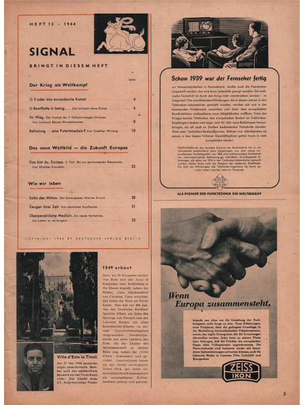 Signal magazine No 12 from 1944 German language - 20th Century House