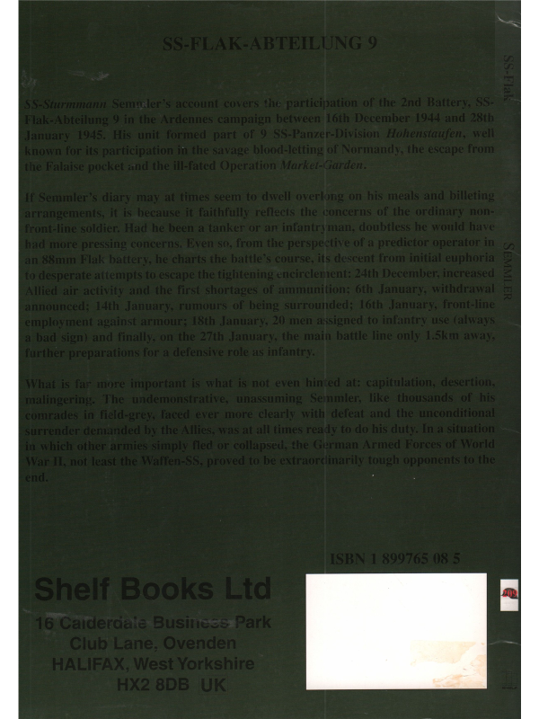 SS Flak Memoir of SS-Sturmmann Helmut Semmler