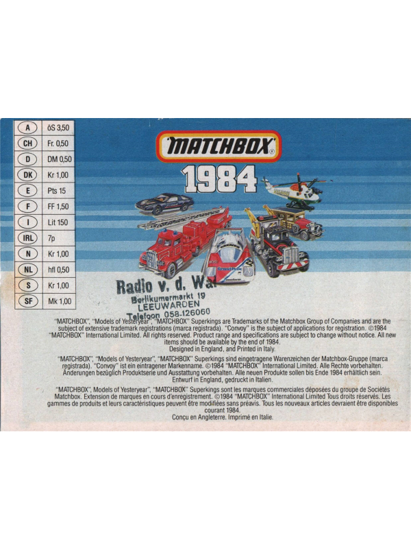 Electronic publication (PDF) Matchbox Collector's catalogue 1984