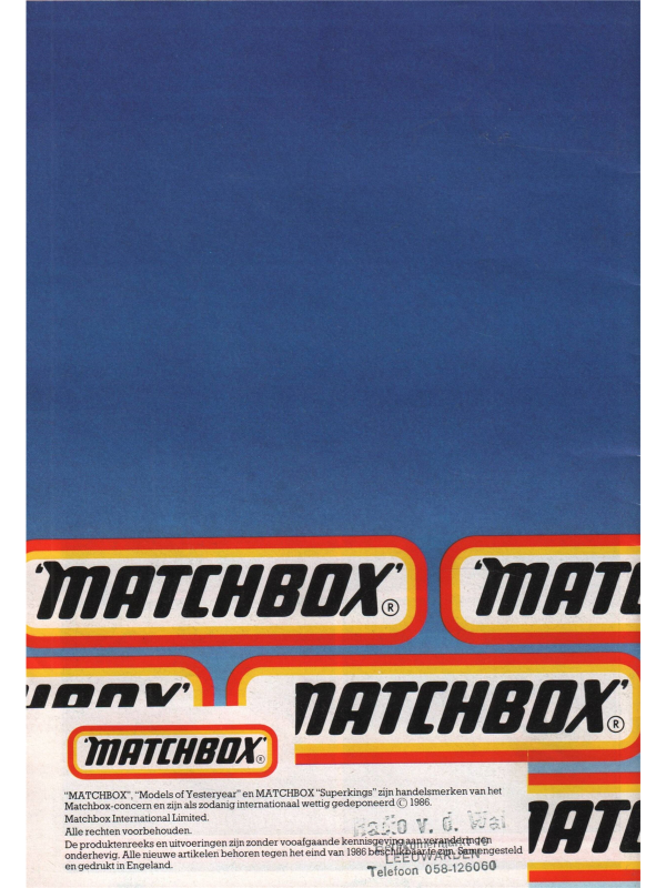 Electronic publication (PDF) Matchbox Collector's catalogue 1986